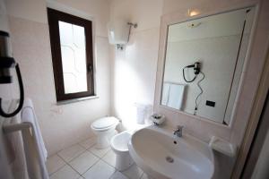 帕尔盖利亚B&B Esterita的一间带水槽、卫生间和镜子的浴室