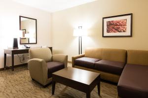 艾肯艾肯智选假日套房酒店的酒店客房设有一间带沙发和椅子的客厅
