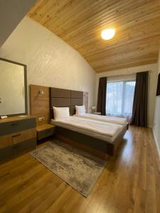 韦林格勒Villa Dea & Villa Ina - Villas & SPA Park in Velingrad的一间卧室配有一张床和一台平面电视