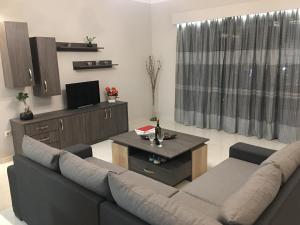 卡拉马孔Liri's Apartments的客厅配有沙发和桌子