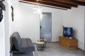 阿莫利亚尼岛Olea House的带沙发和电视的客厅