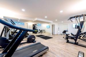 巴特基辛根Laudensacks Parkhotel & Retreat的一间健身房,里面配有跑步机和机器