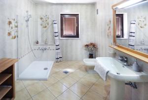 波斯托伊纳萨那波尔住宿加早餐旅馆的一间带水槽、淋浴和卫生间的浴室