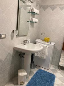 佩莱斯特里纳Dimora Marina的一间带水槽、卫生间和镜子的浴室