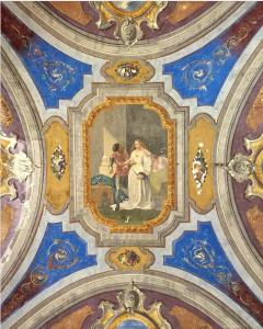 卡塔尼亚Palazzo Currò的建筑物天花板上的绘画