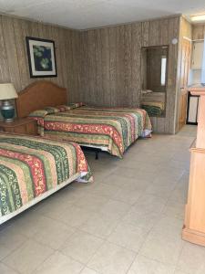 希塞德高地格伦代尔汽车旅馆 的酒店客房,设有两张床和镜子