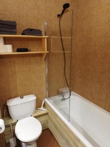 埃安Studio LUPIN Eyne pied de pistes的浴室配有白色卫生间和浴缸。