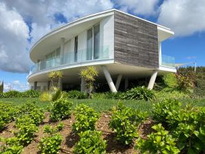 Vila Cova de AlvaCDR moderne luxe en spectaculair uitzicht的山丘上一座房子,前面有植物