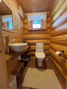 Uulu卡斯普度假屋的小木屋浴室设有水槽和卫生间