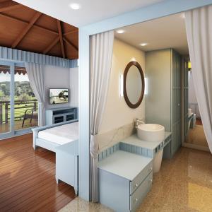 布莱尔港Symphony Samudra Beachside Jungle Resort And Spa的一间带水槽和镜子的浴室