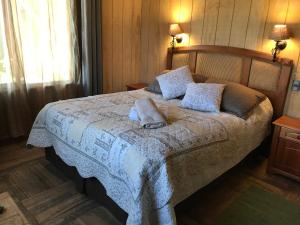 涅夫拉Cabańas de La Ochi的一间卧室配有一张带两个枕头的床