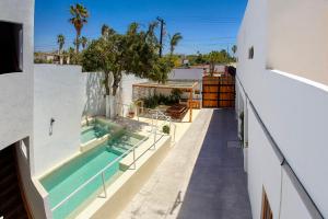 卡波圣卢卡斯Casa Palo Verde的阳台带游泳池的房子