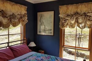 SnugSnug Views的一间拥有蓝色墙壁的卧室和一张窗户床