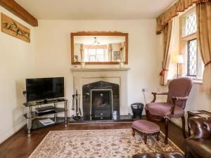 阿什伯恩River Lodge的客厅设有壁炉和电视。