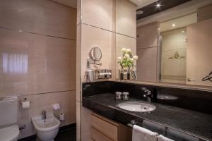 巴利亚多利德华盛顿帕克索尔套房酒店的一间带水槽、卫生间和镜子的浴室