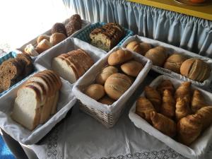 韦斯滕斯豪文鲱鱼酒店的桌上的一大堆不同类型的面包