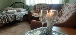 陶格夫匹尔斯Vienibas 38a的客厅配有两张酒杯(桌子)