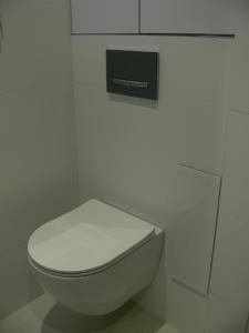 圣特罗佩Stone studio的浴室设有白色卫生间和绿箱。
