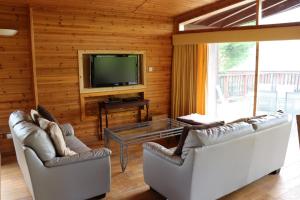 格拉斯哥Lodge 37 Rowardennan, Loch Lomond的客厅配有两张沙发和一台电视机