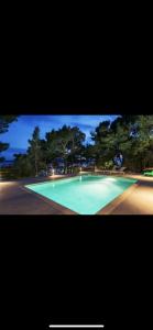 布雷拉Villa Ima的一座绿树成荫的大型游泳池