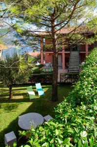 奥利维托拉里奥Ca' Eli 2的一个带两把椅子的院子,一棵树和一所房子