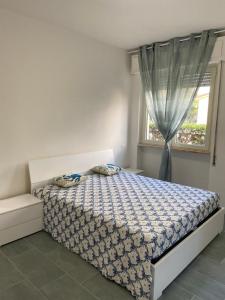马里纳迪马萨Appartamento completamente rinnovato, con giardino, a 100 mt dal mare的一间卧室设有一张床和一个窗口