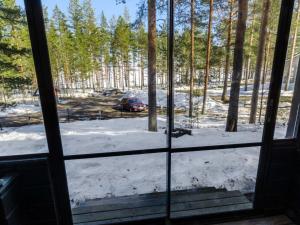科林基拉Holiday Home Luppo-koli - laferte 1 by Interhome的窗户,在雪中看到院子,汽车