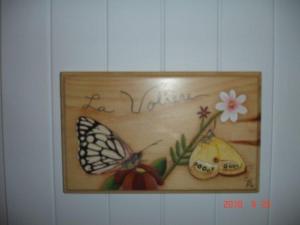 苏必利尔湖小多策酒店的墙上的蝴蝶和水果的照片