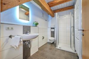 齐恩多夫Hotel-Gasthof Bub的一间带水槽和淋浴的浴室