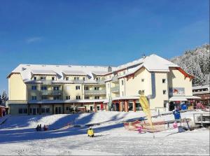 费尔德伯格Feldberg Lodge Holidays - Residenz Grafenmatt的一座大建筑,在雪中设有滑雪场