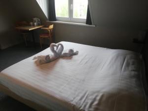 德帕内罗吉斯海特马安特杰酒店的床上的两条心形毛巾