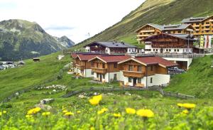 库哈台Alpenchalets - Obholzer的山丘上一群花卉的建筑