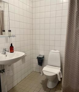 马尔默HOTEL N Hostel Malmö City的白色的浴室设有卫生间和水槽。