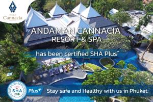 卡塔海滩Andaman Cannacia Resort & Spa - SHA Extra Plus的为安达曼坎帕尼亚度假村和Spa中心做广告