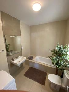 比尔泽布贾Rock Bay的带浴缸、盥洗盆和卫生间的浴室