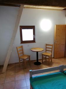 Brontallo农业斯恩豪拉酒店的一间设有两把椅子、一张桌子和一个窗户的房间