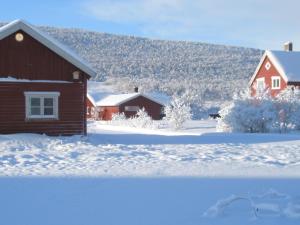 AustertanaVARANGER KITE CAMP的雪地覆盖的房子