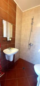 普里莫尔斯科Guest House Natali的浴室配有白色水槽和淋浴。