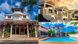 巴克里索莫雷诺港阿伦纳布兰卡生态酒店的房屋和游泳池照片的拼合