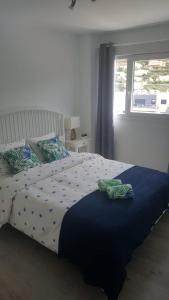 格拉纳达Penthouse - Atico Playa Cabria Almunecar的一间卧室设有一张大床和一个窗户。