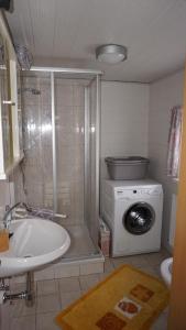 多内尔斯巴赫瓦尔德Haus Cilli的一间带洗衣机和水槽的浴室