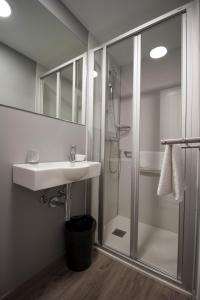 圣塞瓦斯蒂安圣马丁旅馆的一间带水槽和淋浴的浴室