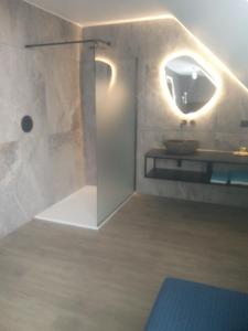科克赛德B&B VILLA MONIQUE的一间带水槽和镜子的浴室