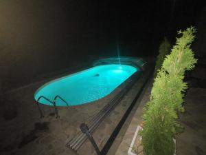 埃尔埃尼塔Villa Unique的夜晚的蓝色泳池