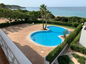 埃斯米洪格兰Apartamento en Playa Santo Tomas 1-5的一座背景海洋的游泳池