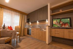坎皮泰洛迪法萨北极公寓的厨房配有壁挂式平面电视。