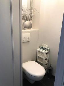 滨海布隆维尔ENTRE TERRE ET MER的一间带卫生间和镜子的小浴室