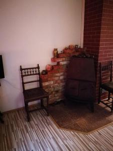 比尔扎伊Pas Ligita的客厅配有两把椅子和砖砌壁炉
