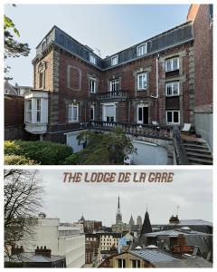 鲁昂Lodge de la Gare Vue Cathédrale的一座建筑,上面有读过旅馆