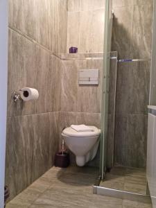 伊兹密尔Usta x Çırak Butik Otel的一间带卫生间和淋浴的浴室